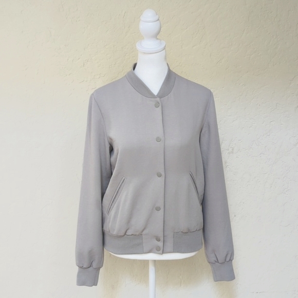 Artizia Wilfred Gray Poussin Snap Button Bomber Jacket Size Small - Picture 5 of 11